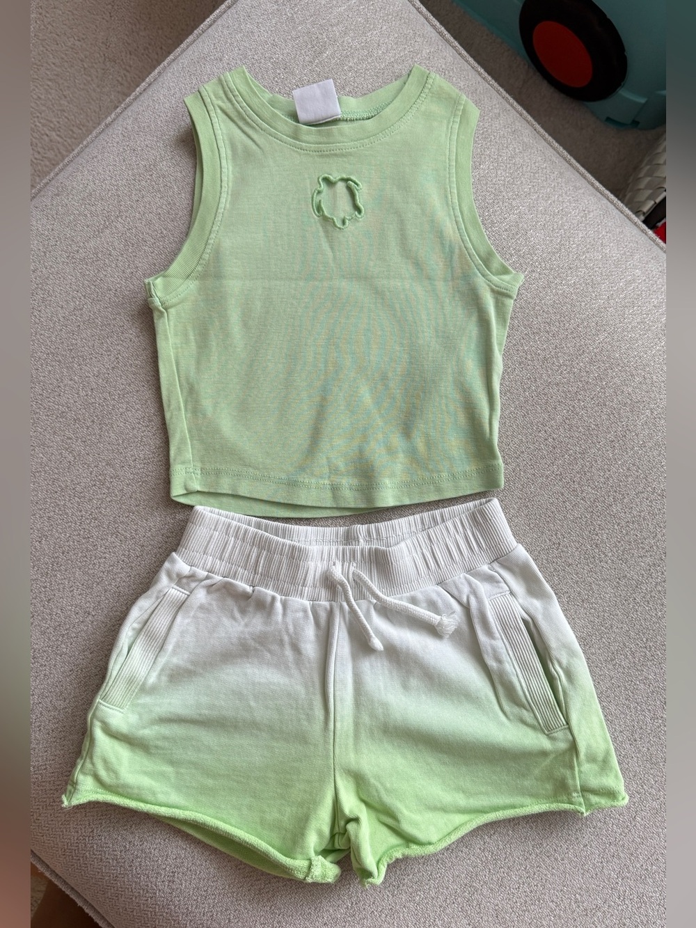 Zara Kids Light Green + White Ombre Shorts Set